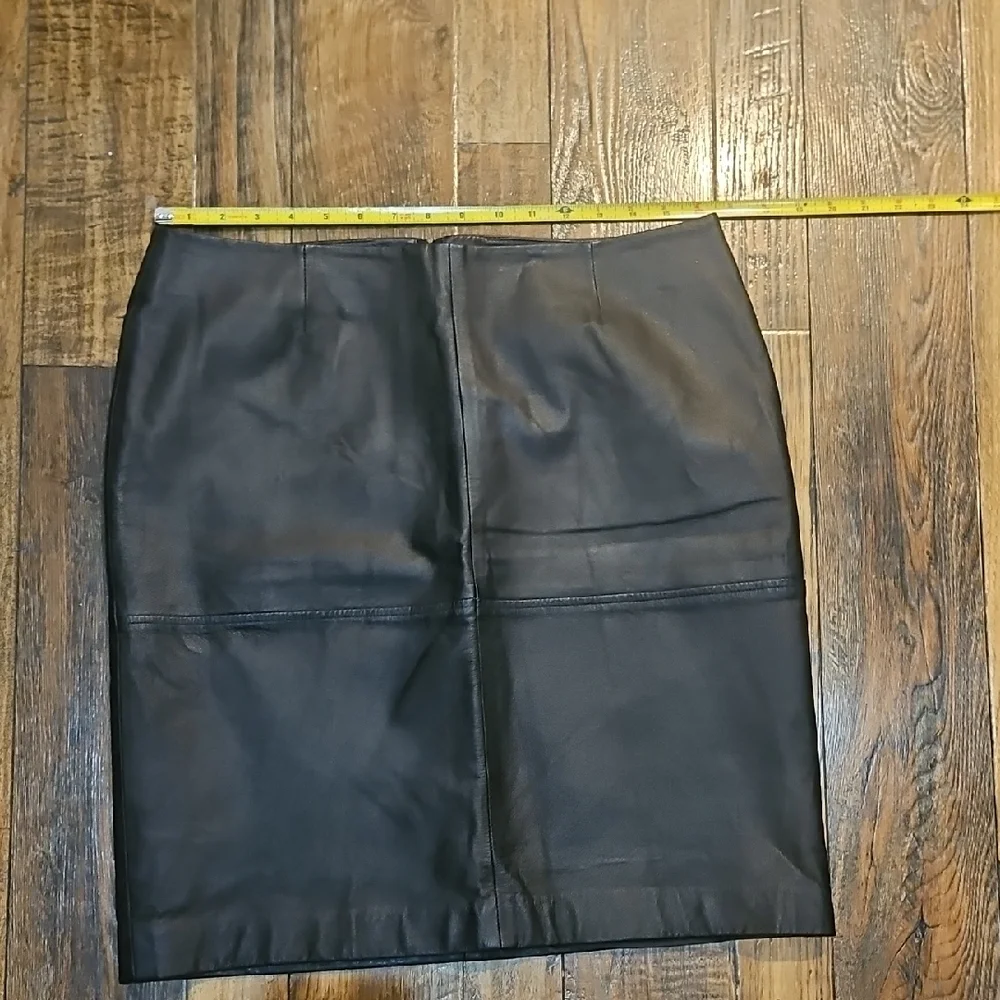 Newport News Black Genuine Leather Mini Skirt‎
